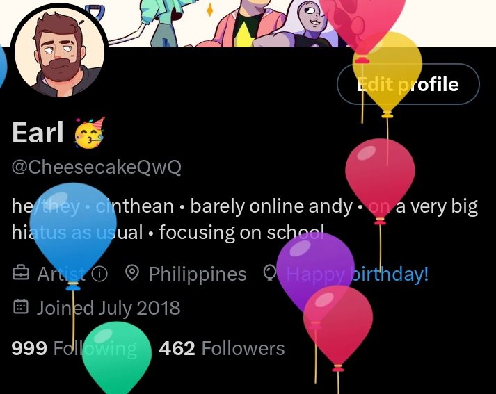 Earlescent's tweet photo. hi it's my bday again, time for my main to be offline for another year yippee 🥳🥳 https://t.co/xEPi5VwwdK