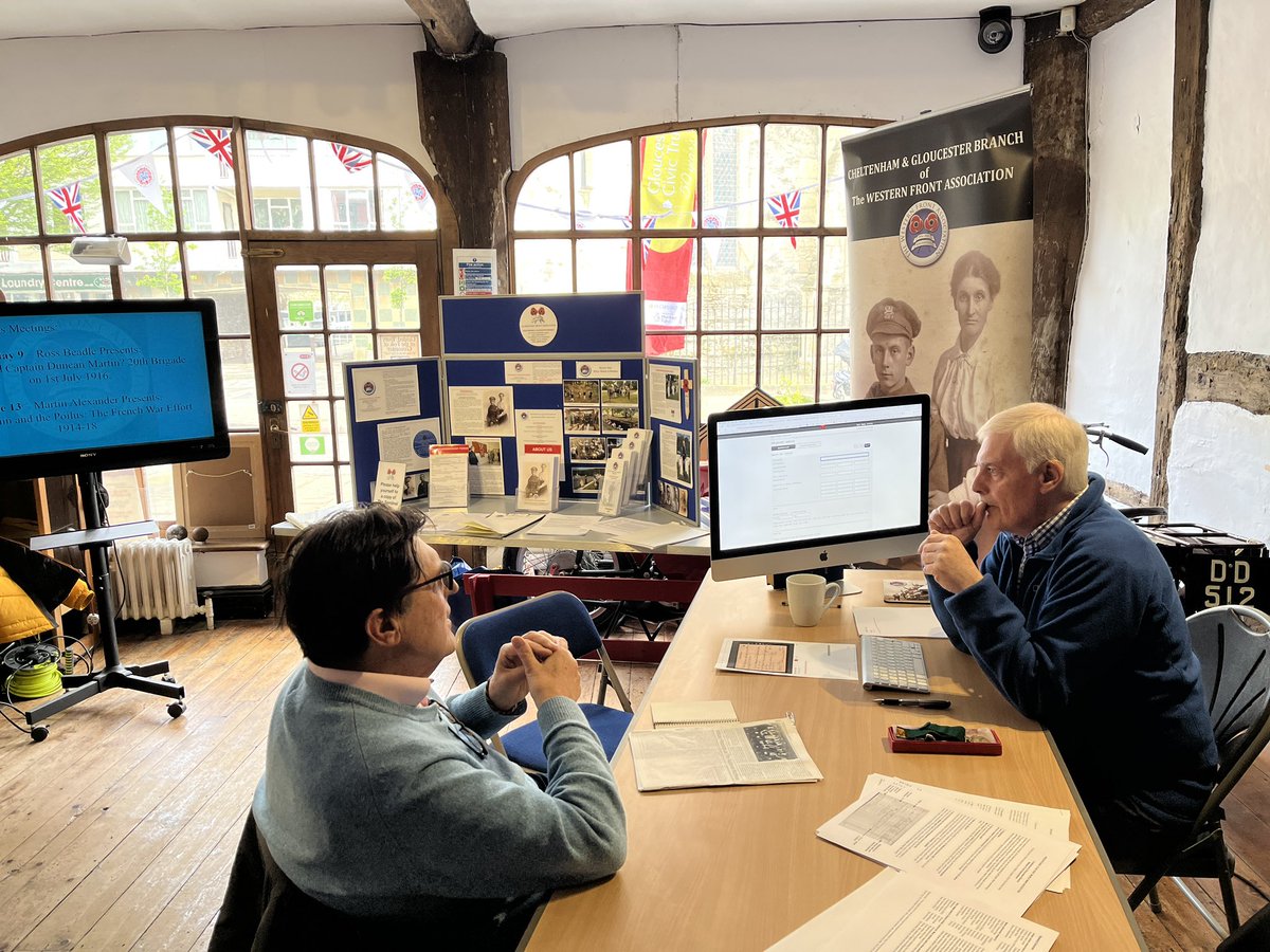 CGWFA's tweet photo. We’re running a military history research day at The Folk in Gloucester today - Bob Brunsdon  hard at work. https://t.co/07Yc5XnCTI