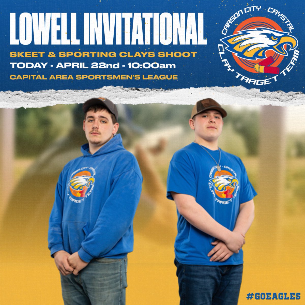 CCC_Eagles's tweet photo. CC-C CLAY TARGET
@ Lowell Invitational
(Skeet &amp; Sporting Clays Shoot)
TODAY - APRIL 22nd - 10:00am

Capital Area Sportsmen's League
7534 W. Old River Trail
Lansing, MI  48917 https://t.co/ytNZQg7VbI