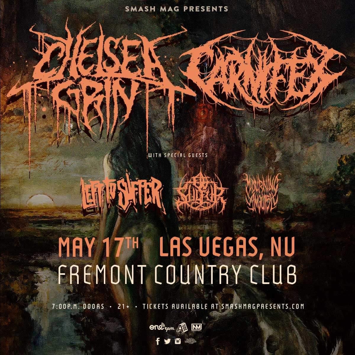 We are beyond thrilled to announce that we are opening for the very last day of the Suffer In Heaven / Suffer In Hell tour which features 4 absolutely incredible bands: <a href="/ChelseaGrinUT/">Chelsea Grin</a>, <a href="/carnifex/">CARNIFEX</a>, <a href="/LefttoSufferUS/">Left to Suffer</a> &amp; of course our friends in <a href="/ovsulfur/">Ov Sulfur</a>