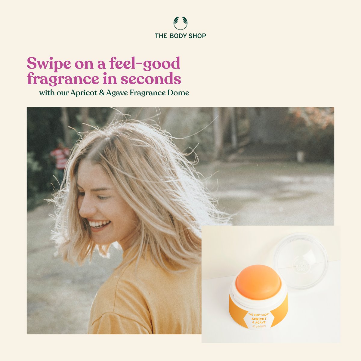 monkeymamma_7's tweet photo. Brighten your day with a swipe of our feel-good Apricot &amp; Agave Fragrance Dome.

https://t.co/YFFuLJEHpj 

#TBSAH #TheBodyShop #Fragrance #TheBodyShopFragrance https://t.co/Vym4D410Y5