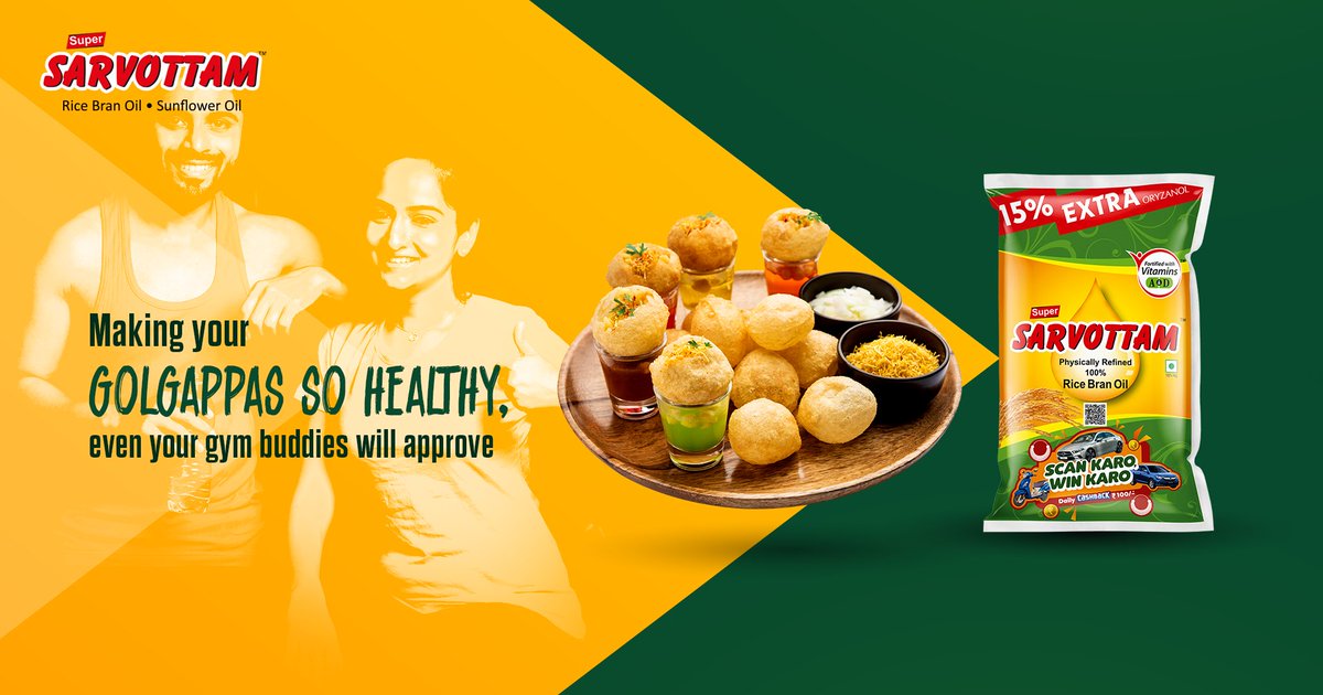 SRicebranoil's tweet photo. 💪 Enjoy all the tasty goodness without any of the guilt. With Sarvottam Rice Bran Oil, your snack time just got healthier! 🍿
.
.
.
#ricebranoil #supersarvottam #health #family #fun #edibleoil #love #healthycooking #food #foodlove #HealthyEating #GoodnessInEveryDrop https://t.co/mLzHQubvDq