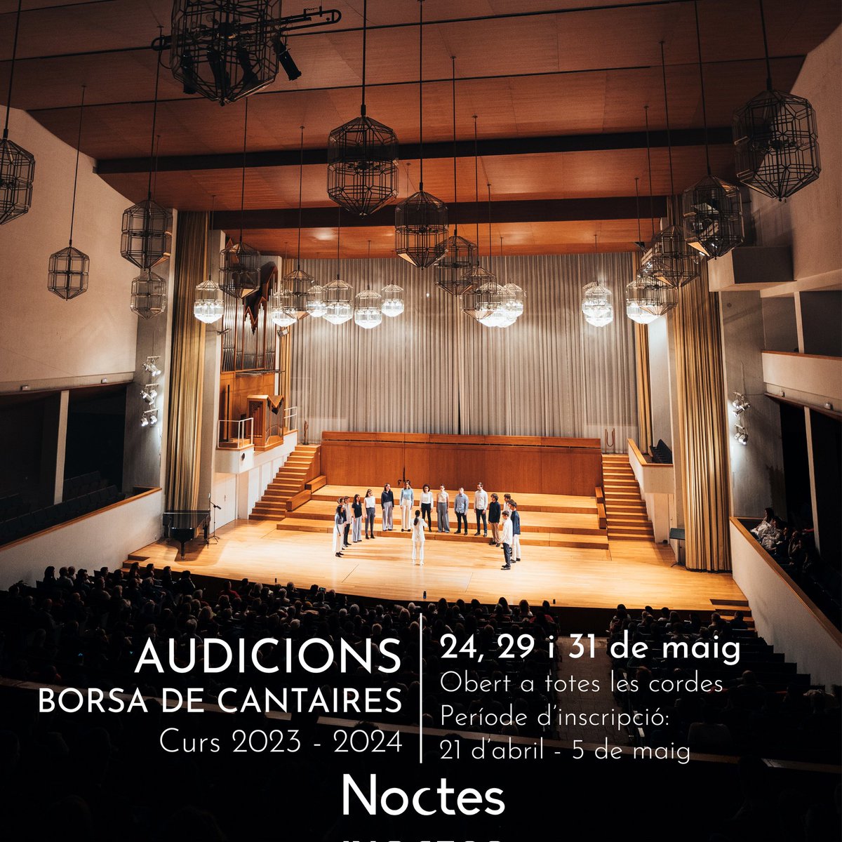 AUDICIONS‼️

Convoquem audicions de totes les cordes per crear una borsa de cantaires de Noctes 💙
Si t'interessa participar en produccions puntuals amb nosaltres, no ho dubtis i inscriu-te!

Per a més informació: 
linktr.ee/noctes