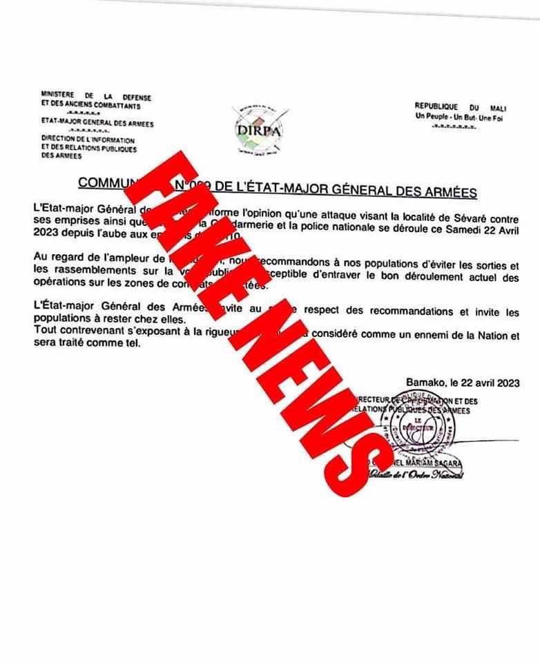 AlyBabaCouliba2's tweet image. “Un communiqué circulant sur les réseaux sociaux concerne une attaque sur #SEVARE, la #DIRPA ne reconnaît pas ce communiqué.
Le communiqué de la DIRPA sera suivi par des précisions sur la situation.”