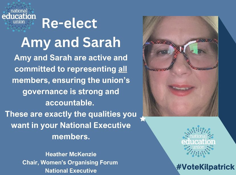 amyk21's tweet photo. We are so grateful to Heather for her unswerving support during our time with the Women’s Organising Forum.
She is a passionate advocate for women and an all round excellent human.
One week left to #VoteKilpatrick to
re-elect me and @sairskay to the NEC ✊ #useyourvote https://t.co/UzpXaoUrJW