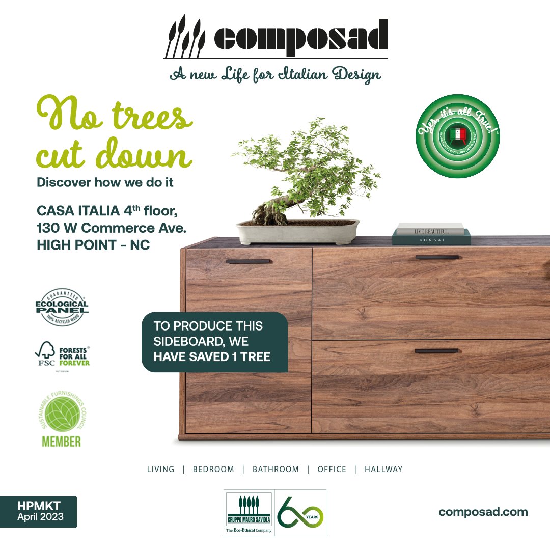 GruppoSaviola's tweet photo. Pronti a sfidare anche il mercato USA, con partecipazione di #Composad a @HPMarketNews. Fino al 26 aprile a @Natuzzi Building di Casa Italia: https://t.co/RAZTVqUkc4
#GruppoSaviola #TheEcoEthicalCompany https://t.co/rZBGxbY0Pa