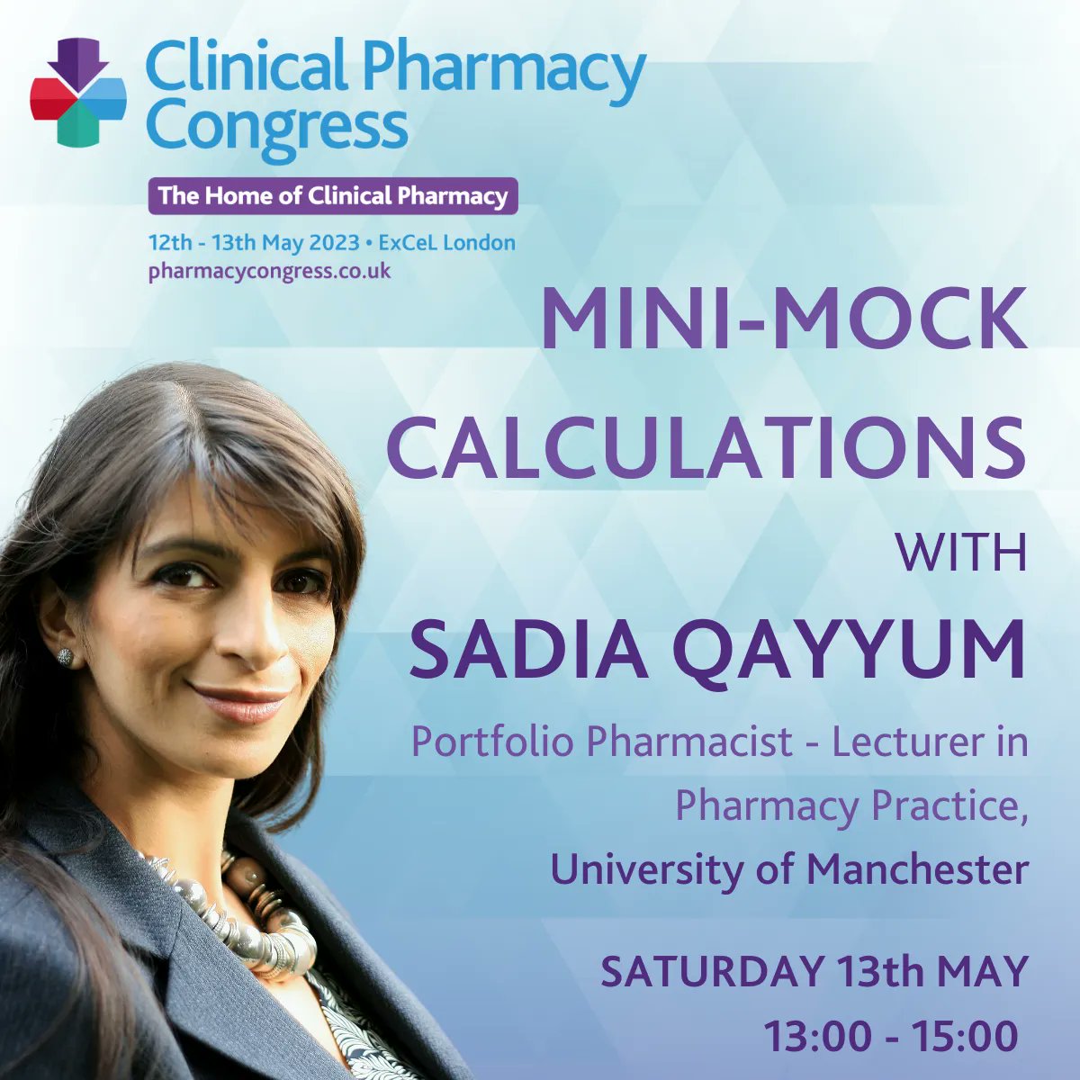 We are happy to share that <a href="/SadiaQMancPharm/">Sadia Q</a> from <a href="/OfficialUoM/">The University of Manchester</a> will be hosting the Mini-Mock Calculations on Saturday afternoon at #CPCongress  🙌

Make sure you register your pass if you want to take part - limited slots available!
👉 buff.ly/3N3VRKx
