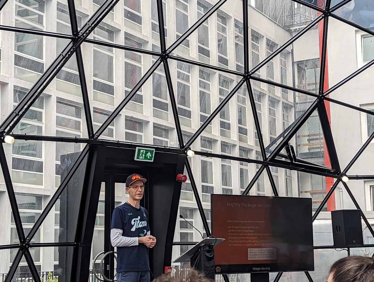 the6by6's tweet photo. @VinaiKopp steps up to discuss automated packaging, nightly releases and next steps for independent releases for @mage_os #MagetitansMCR https://t.co/SFPUekeXlX