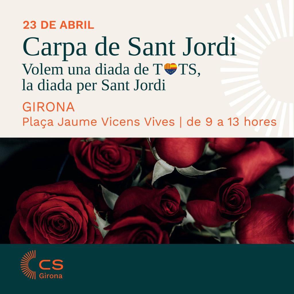 📚🌹Per fi arriba Sant Jordi! 

📍Demà us esperem a la nostra carpa a la Plaça Jaume Vicens Vives a Girona (darrera dels jutjats) 

🧡🧡🧡👇🏽👇🏽