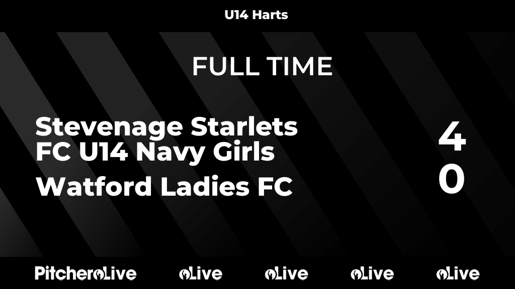 FULL TIME: Stevenage Starlets FC U14 Navy Girls 4 - 0 Watford Ladies FC
#STEWAT #Pitchero
pitchero.com/clubs/watfordl…