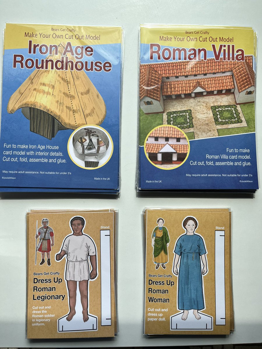 Now in stock! 

Make your own Iron Age Roundhouse and Roman Villa at £3 each!

Have a go dressing up a soldier and Roman women for £1.75 each!

#RomanBritain #Archaeology #IronAge #craftactivity #children