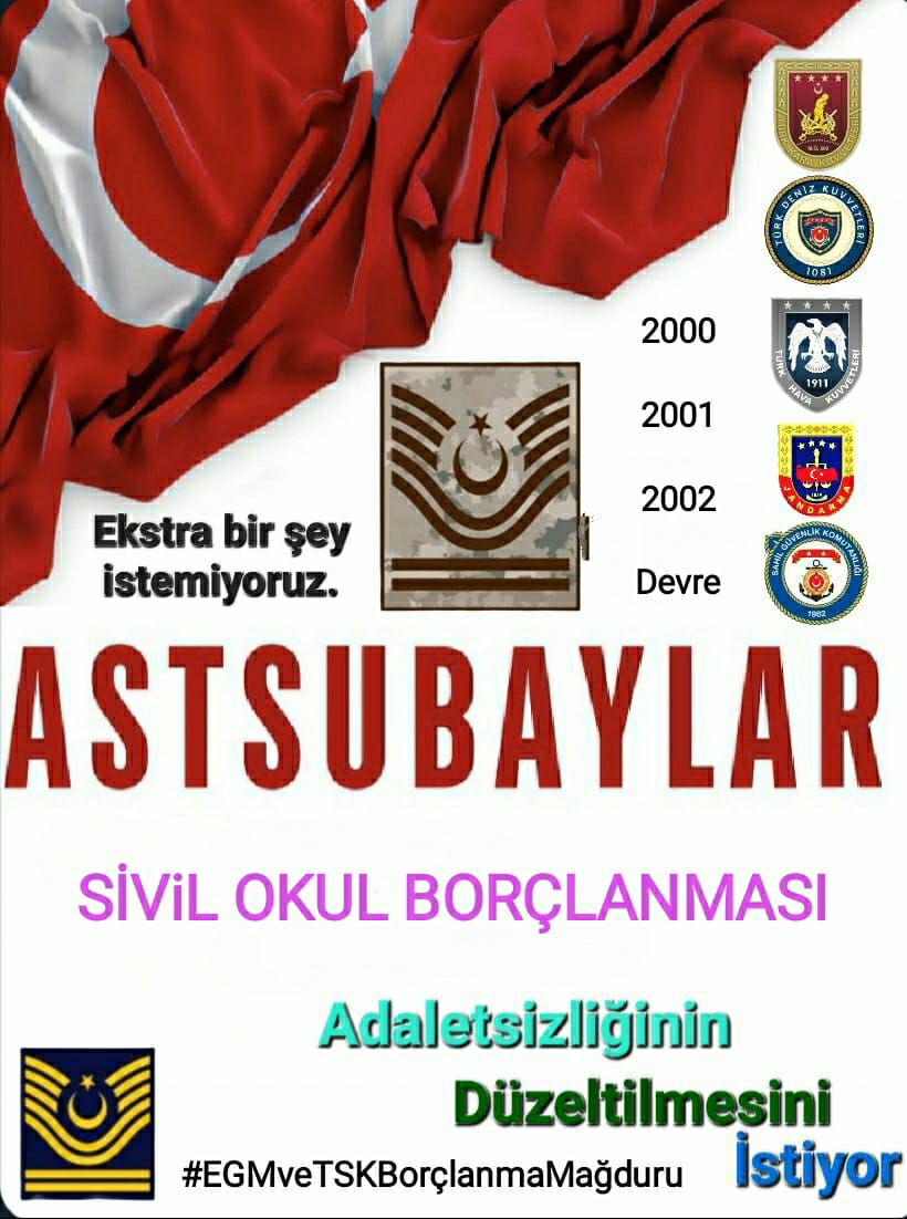 MetinEKNC1's tweet photo. 2000-2001-2002 devre Astsubaylarda kendilerinden daha sonra mesleğe başlayan 2003-2004-2005-....2008 devre Astsubaylar da olduğu gibi okul borçlanmasının hizmetlerinden sayılması ve hizmet başlangıcı kabul edilmesini istiyor. SGK nin uyguladığı  bu ayrımcılığa dur diyelim lütfen https://t.co/C7T3TsTvJq