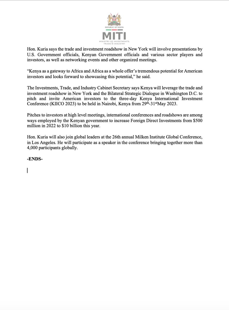 HonMoses_Kuria's tweet photo. Press Release https://t.co/T96pCCBu1V