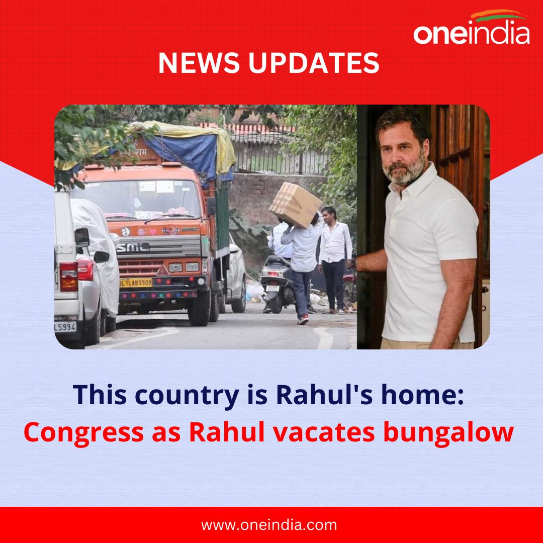 Oneindia's tweet image. After Congress leader Rahul Gandhi vacated his bungalow in Delhi, the party tweeted, "This country is Rahul Gandhi's home."

oneindia.com/news/?ref_medi…

#congress #RahulGandhiDisqualified #RahulGandhi #MeraGharAapkaGhar #delhi