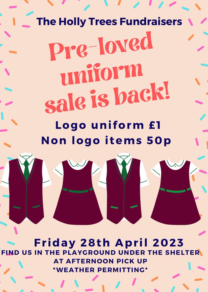 Have your children had a growth spurt and in need of some uniform?

I have also been in touch with a weather forecaster who promises warmer days soon 😎🙄so perhaps it might be worth stocking up on summer dresses or shorts - all at bargain prices.

See you this Friday pm
