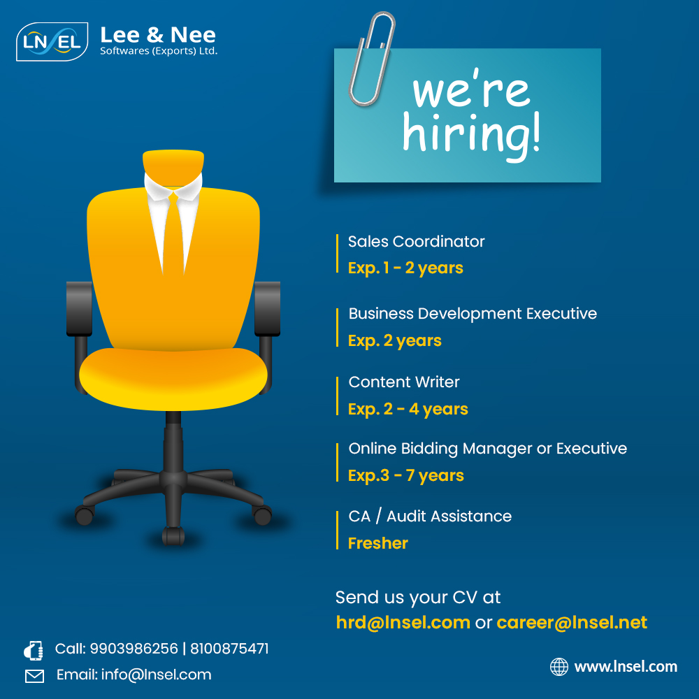 #Hiring Alert 📣
We are urgently hiring for various positions.

Interested applicants can send their resumes→ hrd@lnsel.com | career@lnsel.net
Or call → 9903986256 | 8100875471
.
.
.
#jobopportunity #jobvacancy #KolkataJobs #jobhiring #experienced #urgentrequirement #LNSEL