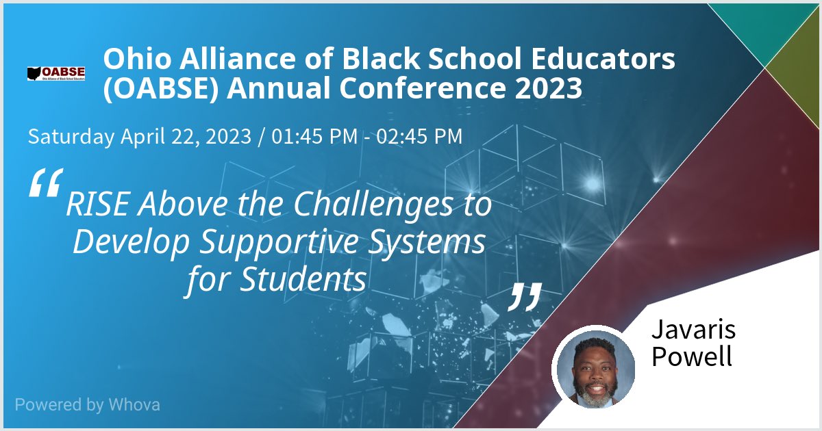 javaris_powell's tweet photo. I am speaking at Ohio Alliance of Black School Educators (OABSE) Annual Conference 2023. Please check out my talk if you're attending the event! #OABSEStrong #OABSEConference #OABSEPromise #OABSE2023 - via #Whova event app https://t.co/e9DBfsVbBJ