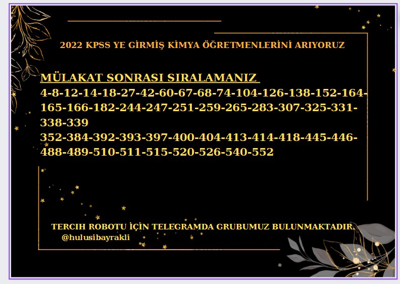 📢 Kimya öğretmenlerimizi arıyoruz.