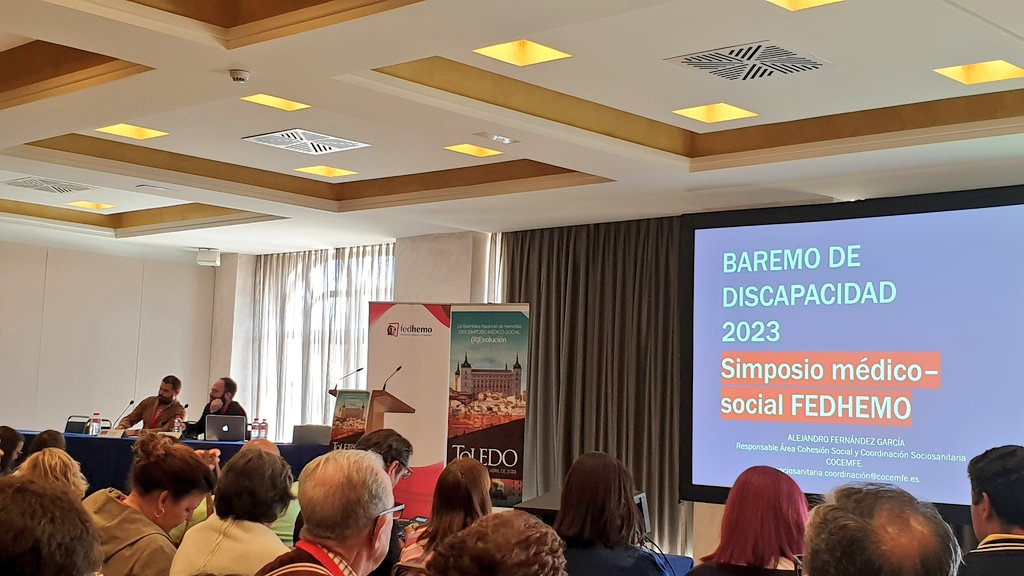 juanterra2's tweet photo. Aprendiendo sobre el nuevo baremo de #Discapacidad por la entrada en vigor estos días del RD 888/2022, que empezará aplicarse a partir del próximo lunes 24 de abril de 2023, en el Simposio Médico-social de #Hemofilia. #HemoToledo https://t.co/Yl1hqYxaks