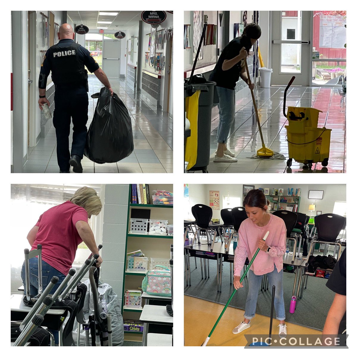 EmilyAPaschall's tweet photo. When you are short on custodians for a few days and staff members voluntarily chip in… during their planning time. ❤️

This is culture. #multiplyexcellence https://t.co/R3OhZE1g3Q