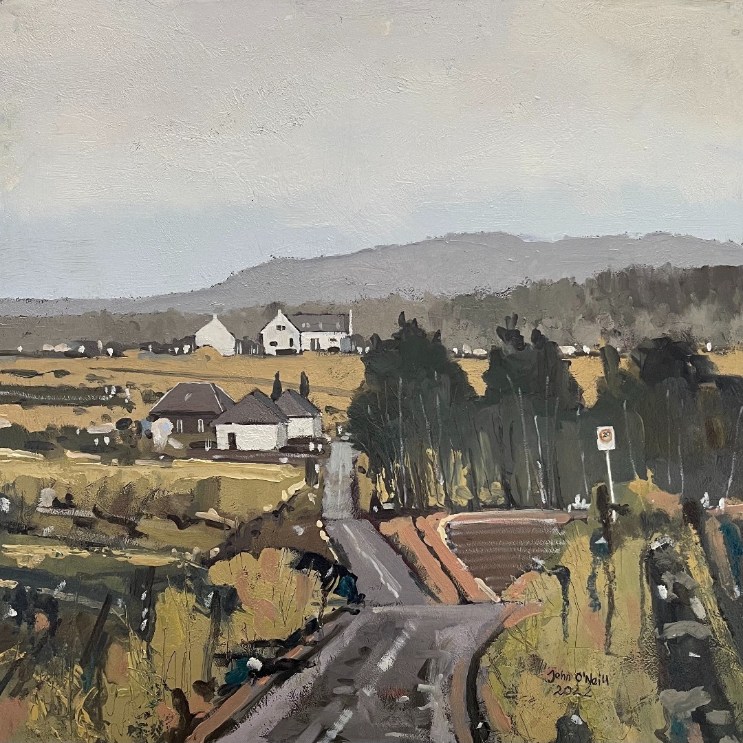 Last chance to see! Experience the exhibition until 5:30pm today. 
JOHN O’NEILL
Couper Street, Garlogie
Oil on panel
60 x 60 cm
Framed size 80 x 80 cm