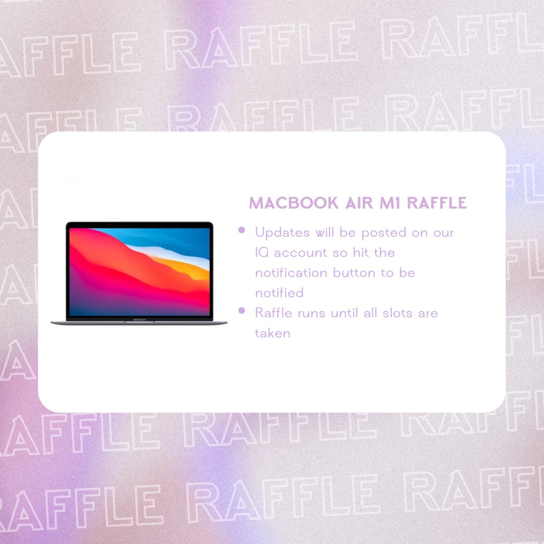 idianali's tweet photo. Hello!! So eto na nga ira-raffle ko na yung Macbook Air M1 hahaha

If you want to join just reply under this tweet and i’ll send you a form

Kindly help retweet this tweet too. Thank youuu 💖 https://t.co/W3EwDQMkyG