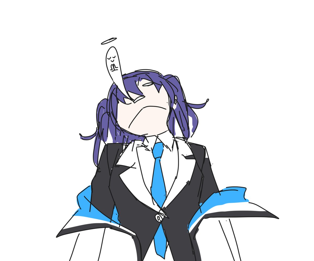 yuuka (blue archive) 1girl necktie blue necktie jacket white background solo purple hair  illustration images