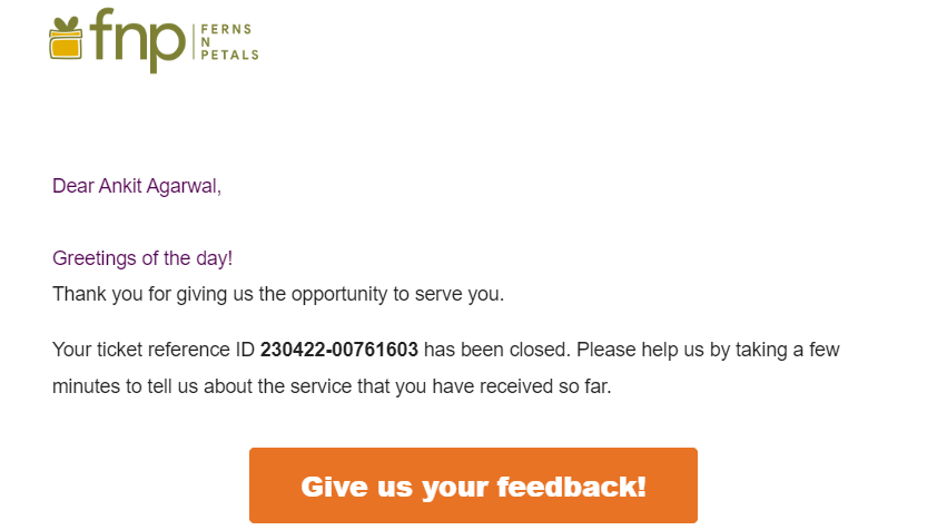 ankitag025's tweet photo. @fnp_ind ticket reference ID 230422-00761603, closed without solving the issue. https://t.co/Z0g0hhPA5J