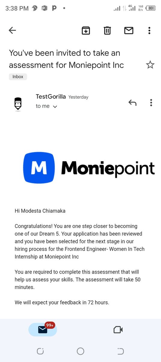 ModestaNwachuk4's tweet image. Double Congratulations for small me🥰

I must keep on pushing until I finally get to the top 🧑‍💻🧑‍💻

#womentechstersbootcamp 
#moniepointtech
#WTBootcamp
#womenintech 
#dev_modest 
#softwaredevelopment 
#computerscience 
#codinggirl