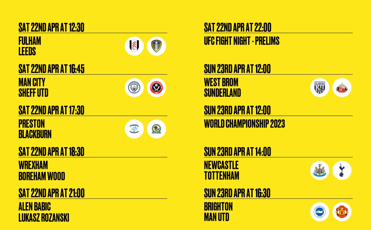 Live sport this weekend fanzo.com/en/bar/19447/m…