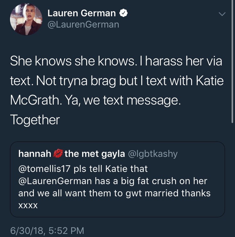 DerpSwan's tweet photo. And katie giving her soap??? Them texting??? Her going though the katie hashtag on insta and liking posts &amp; leaving heart eyes emojis on photos of her??? Saying she wants to propose??? 

THEN 6 MONTHS LATER SAYING KATIE IS THE BEST KISSER??? https://t.co/pOvYT1Oge9