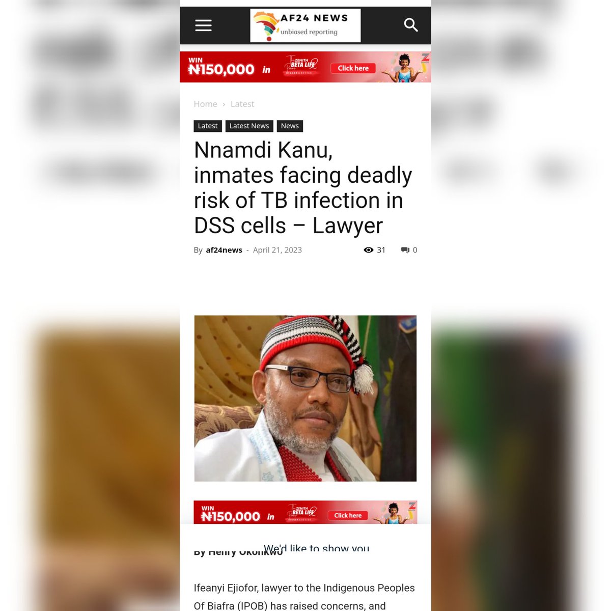 Biafra_1st_son's tweet photo. Nnamdi Kanu, inmates facing deadly risk of TB infection in DSS cells – Lawyer 

https://t.co/K3XgEytpSK…

#FreeMaziNnamdiKanu
#FreeMaziNnamdiKanu
#FreeMaziNnamdiKanu
#FreeMaziNnamdiKanu
#FreeMaziNnamdiKanu
#FreeMaziNnamdiKanu
#FreeMaziNnamdiKanu
#FreeMaziNnamdiKanu https://t.co/s66sOtZXYl