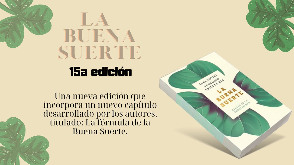 SBAgenciaLiter's tweet photo. #LaBuenaSuerte es uno de los libros más importantes de desarrollo personal que cuanta con miles de ejemplares vendidos en todo el mundo. No puedes perderte esta nueva edición con un nuevo capítulo #LibrosSB #AutoresSB #agentesliterarios https://t.co/ujMZwlatCS