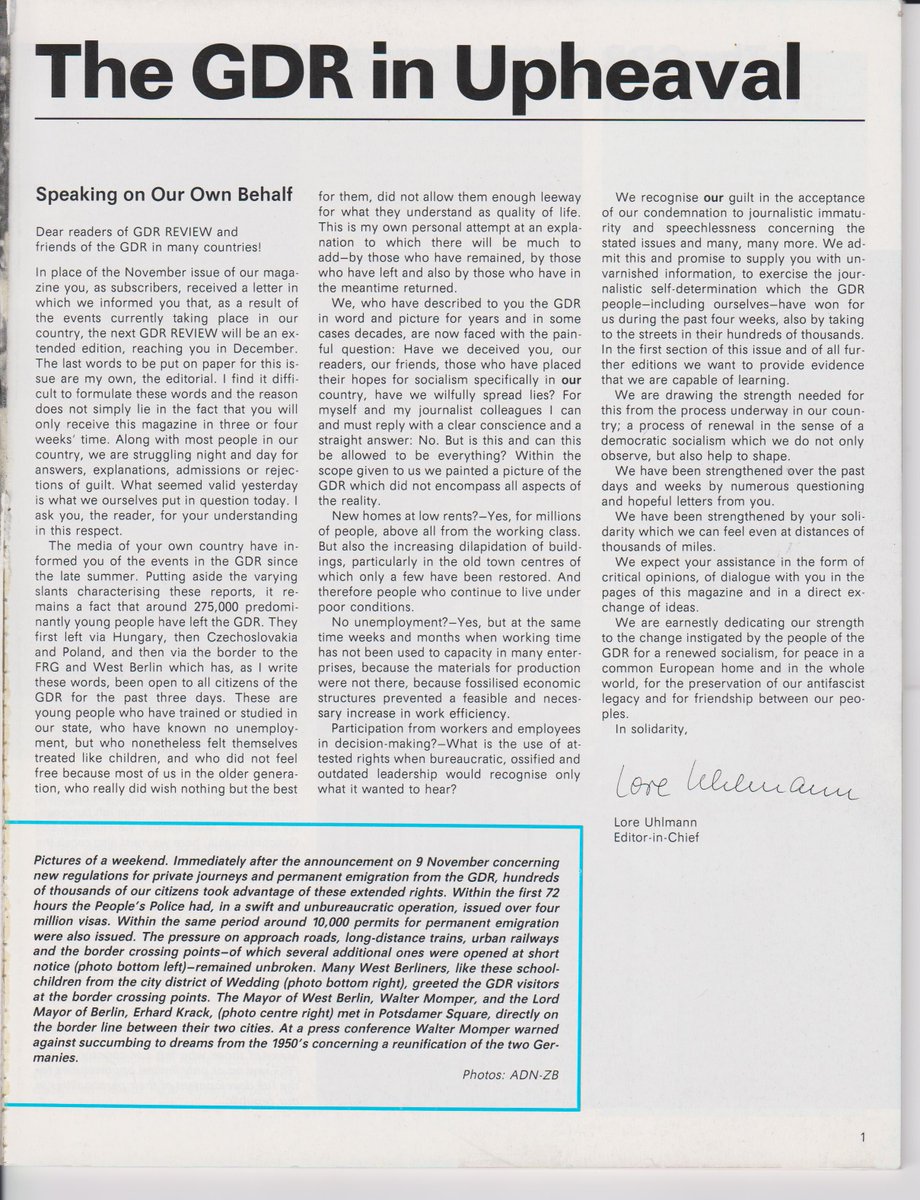 EastArchive's tweet photo. November 1989: An unprecedentedly soul-searching number of GDR Review (with some very attractive stamps featured on the back cover). https://t.co/HLxWyEqtrE