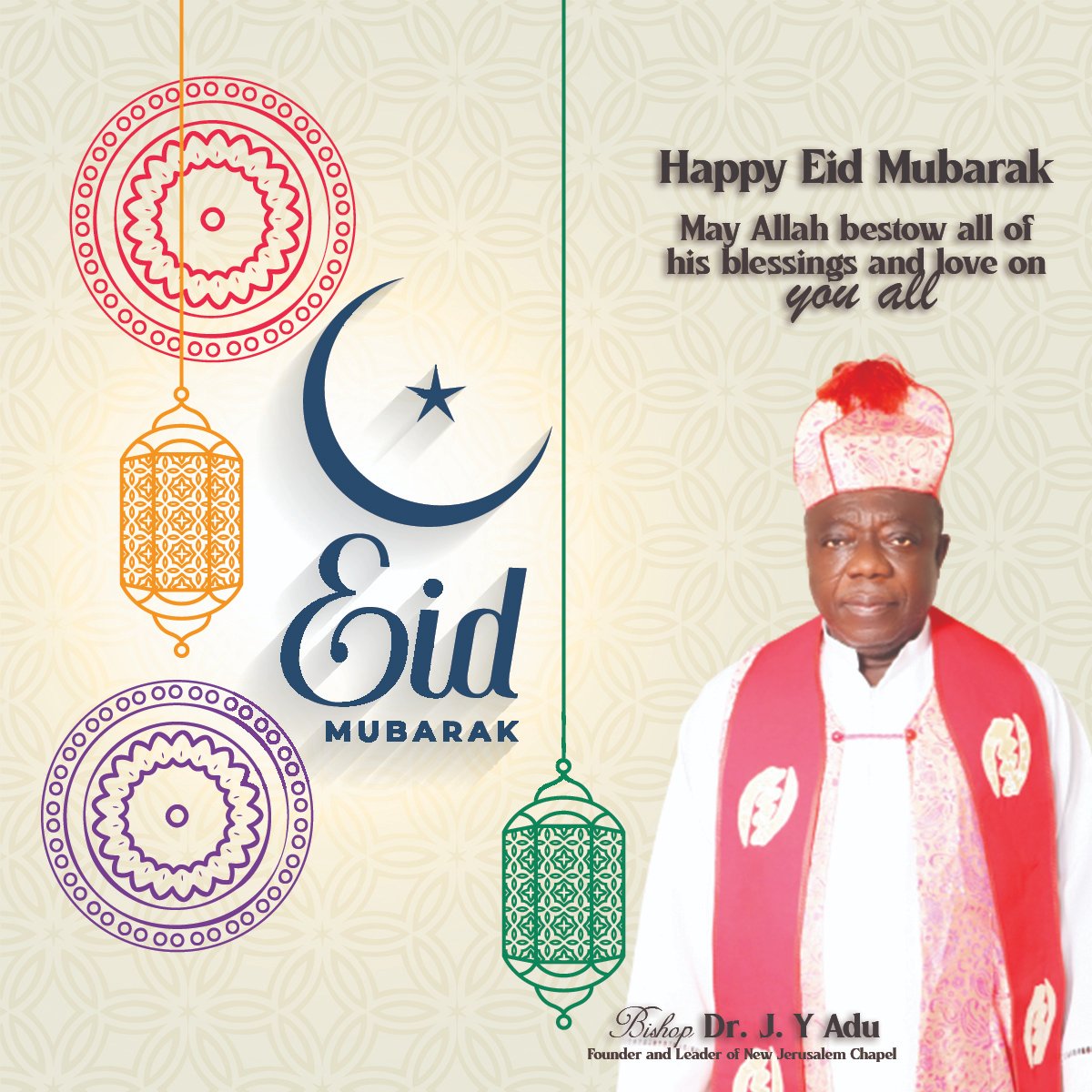 DaysTvgh1's tweet photo. Bishop Dr J Y Adu wishing all Muslim brothers and sisters a happy Eid Mubarak https://t.co/gF2CgX9dPP