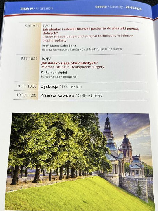 El jefe de la Sección de Oculoplastia, el Dr Sales Sanz, participa como ponente internacional en el III Międzynarodowa Konferencja NOWE TRENDY W OKULISTYCE PRAKTYCZNEJ celebrado en Polonia el 21 y 22 abril 2023. 
#oftalmología #ryc #oculoplastia