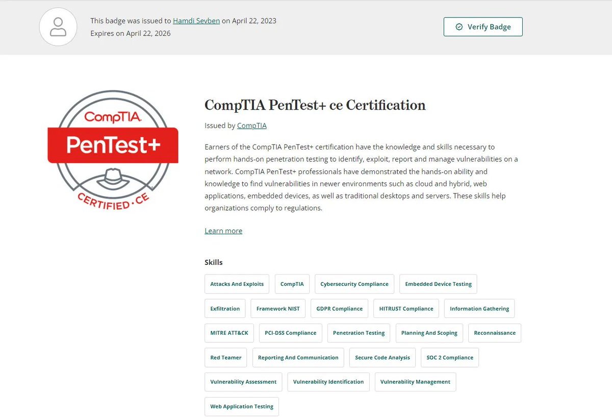 h4md153v63n's tweet photo. Delighted to share I have passed CompTIA Pentest+ Exam. Thanks @CompTIA
Verify:
1. https://t.co/JMuOzThPlx
2.https://t.co/pH0LdRMCEL
The write up & some notes are here:https://t.co/Bw2yBWfYgo
My Badgets: https://t.co/7Hh9VVyuXx
#pentest+ #pentestplus #comptiapentest+ https://t.co/gKvNUYUo3E