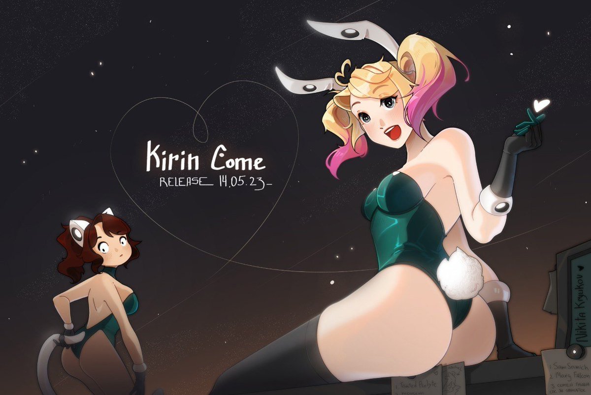 "Kirin Come" releases on Steam May 14th!  
Kirin Come is a SCI-FI comedy Visual Novel. Help Rachel Reid and her charming partner Mary find their happiness somewhere among the cold vacuum of space!  

Steam: store.steampowered.com/app/2241580/Ki…