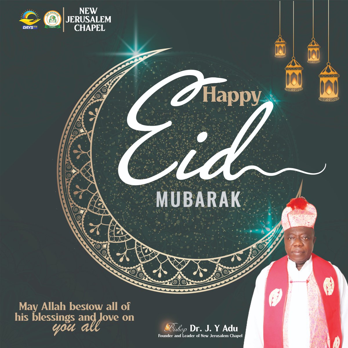 DaysTvgh1's tweet photo. Bishop Dr J Y Adu wishing all Muslim brothers and sisters a happy Eid Mubarak https://t.co/4r52u6lLFt