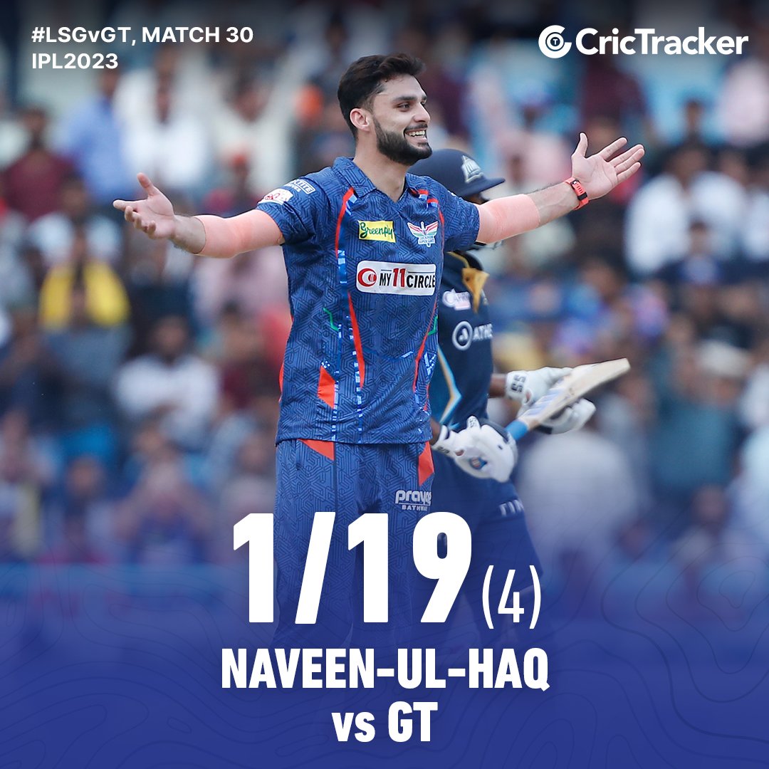 Maiden IPL wicket ✅ Economy below 5 ✅ Another impressive spell from youngster Naveen-ul-Haq. 📸: IPL #IPL2023 #NaveenulHaq #LSGvsGT