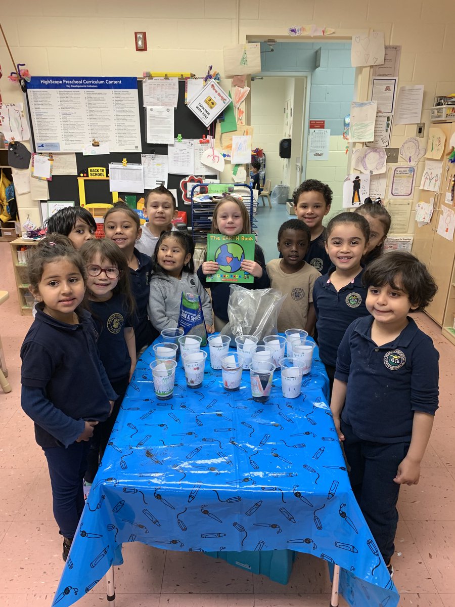 The students in Mrs. Murphy's Pre-Kindergarten class at Mary J. Donohoe School celebrated Earth Day. Students planted grass seeds and learned about ways to help take care of the Earth and keep it beautiful. ⁦@BayonneBOE⁩