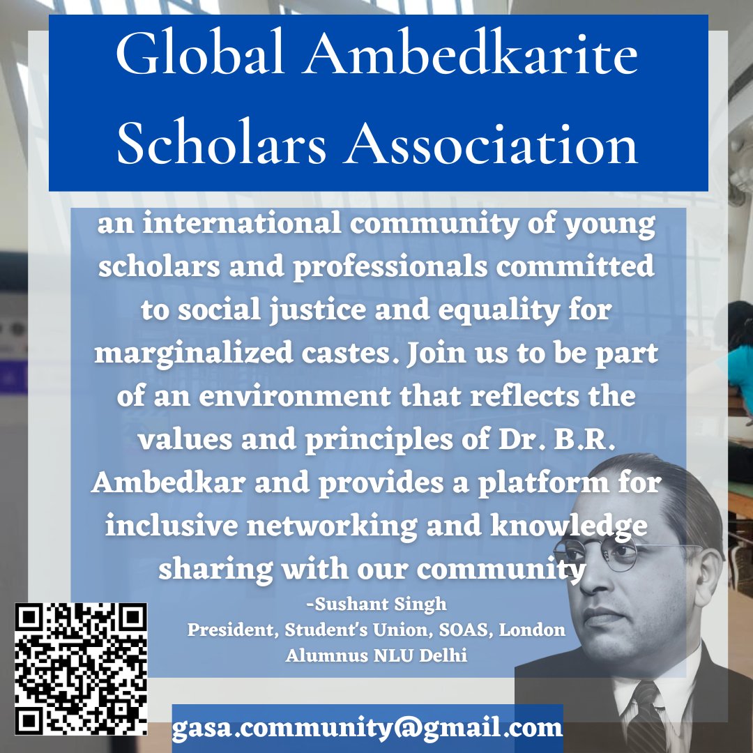 sushantijs's tweet photo. Join (GASA) an international community of young scholars and professionals committed to social justice and equality for marginalized castes. 

Registration Link: https://t.co/zv7EwOSH6s
Instagram: https://t.co/3Na2fRLqtn
 #GlobalAmbedkariteScholars #SocialJusticeForAll #JaiBhim🌍 https://t.co/6j6xRJXPkg