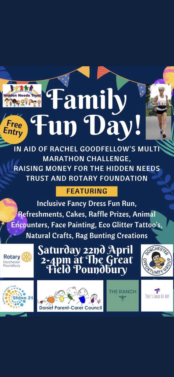 Not warm enough for the beach yet? Why not take your family+friends to this event <a href="/PoundburyRotary/">Poundbury Rotary Club</a>? Rachel’s latest marathon (46 in 46 days to raise funds for <a href="/Rotary/">Rotary International</a>+<a href="/HiddenNeedTrust/">Rachel Goodfellow</a>) should see her arrive ‘tween 2pm &amp; 3pm💪Hear her weekly updates 5-8pm Wednesdays <a href="/Abbey_104/">Abbey104</a> too