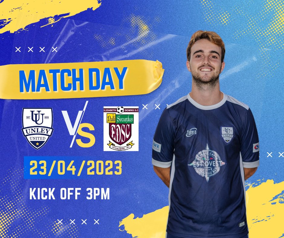 UnleyUnited's tweet photo. Second round of the season starts here, Unley United is versing Elizabeth Downs this Sunday. Come and watch the lads and support the club.

First team 3pm
Reserves 1pm 

Location: West Beach Parks Football Centre https://t.co/ndZBD5FSOg