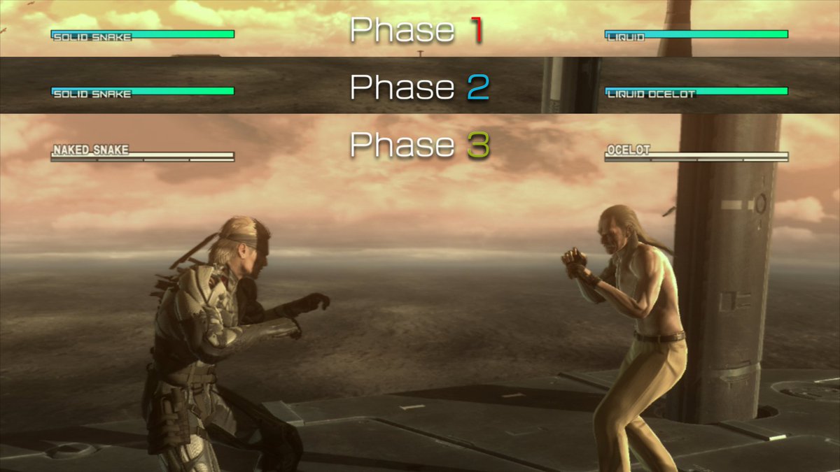 MGS4のリキッド・オセロット戦ではフェーズ毎にスネークとリキッドの 