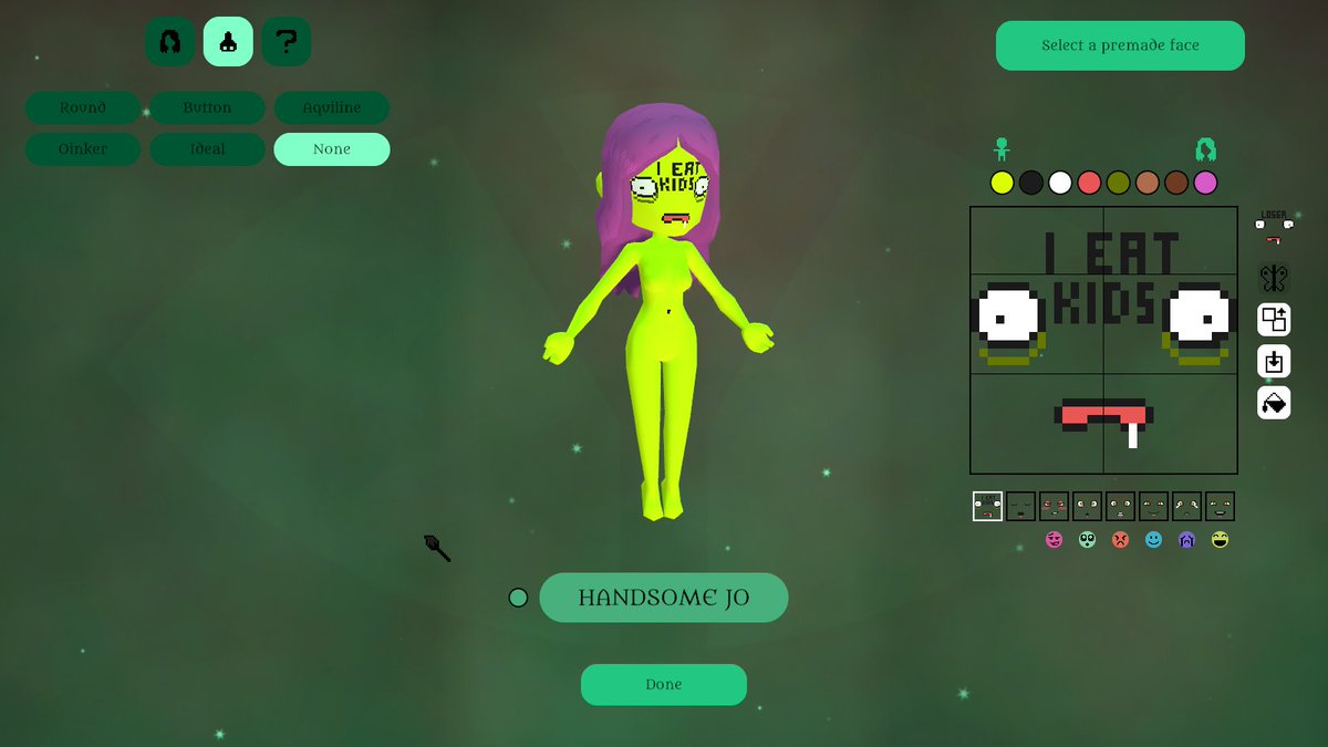 Alora_Fane's tweet image. #gamedevblog post: alorafane.com/blog/570
I made a character creator for this side project, where you can draw your own pixel face. Is the Barbie-doll-like nudity inappropriate though?? I worry to much about negative evaluation!
#gamedev #indiedev