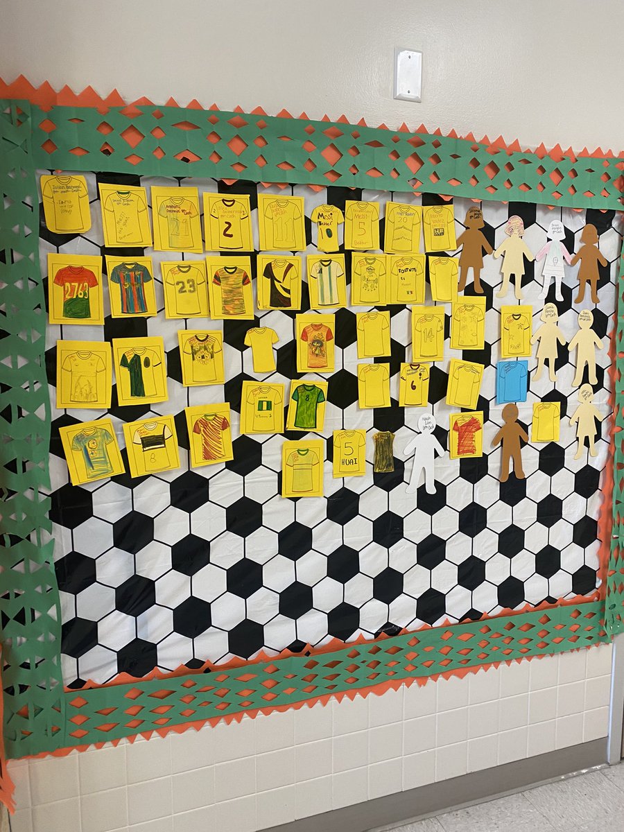 CashMath8's tweet image. Now that we have gotten my banner/wall fixed, my students were able to finally make their marks! Cheers to showing growth with readiness TEKS in the last two weeks! We are ready to kick toward and PAST our STAAR GOAL!!!!⚽️⚽️ #thegisdeffect #bethelight #STAARMath #8thgrade