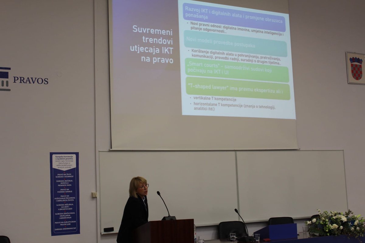 diginlaw's tweet photo. This week, the 4th Congress of Law Students was held at the Faculty of Law Osijek. ⚖

Prof. Mirela Župan, head of the DIGinLaw Team, contributed with a lecture on "T(echnology) shaped lawyer" - a new paradigm of legal education?". 💻 😎

#digitalisation #diginlaw #erasmus+ #law https://t.co/ahBtVaTocx