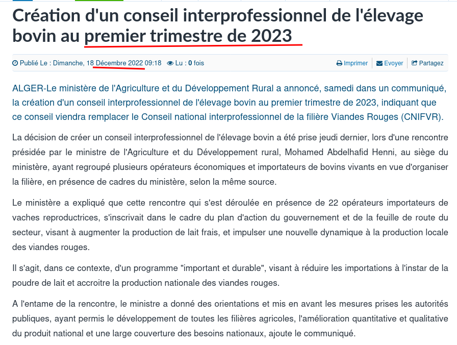 ONAPNT's tweet photo. Alors qu'ils ont eu recours à l'importation des bovins pour le ramadan, le ministre de l'agriculteur a promis en décembre 2022 la création d'un conseil interprofessionnel de l'élevage bovin pour le premier trimestre de 2023.
Promesse non tenue.
#ONAPNT https://t.co/PfS0NV9Ghz