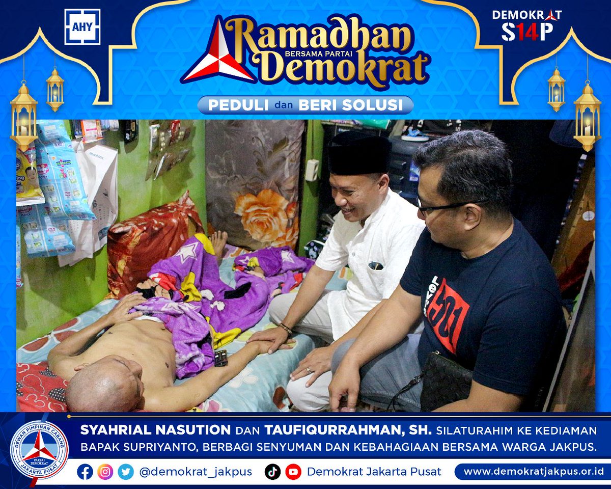 demokrat_jakpus's tweet photo. Berbagi kebahagiaan di penghujung Ramadhan 1444 H bersama Bapak SYAHRIAL NASUTION @syahrial_nst dan Bapak TAUFIQURRAHMAN,SH. @Taufiq_PD_DKI
semoga Bantuan KURSI RODA dpt meringankan beban serta membantu aktivitas Sehari-hari pak cecep
@AgusYudhoyono 
@PDemokrat https://t.co/ttQJMzmxGI